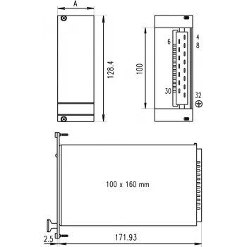 SCHROFF 21006945 3U 4HP Aluminium-Frontplatte, natur eloxiert, 2,5 mm, für 19-Zoll-Racks