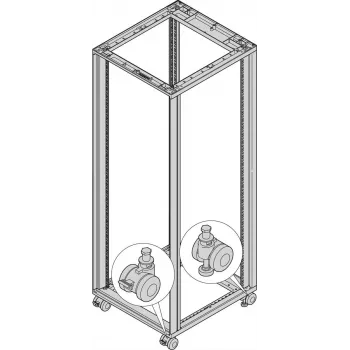 SCHROFF Rollenset mit Nivellierfüßen, 400 kg Traglast, 60 mm Räder, 4er-Pack 27230068