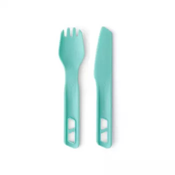 Sea To Summit Passage Cutlery Set Blau - 3-teiliges Campingbesteck (Gabel, Löffel, Messer) - Glasfaserverstärktes Nylon - BPA-frei - Spülmaschinenfest - Stapelbares Design mit Mini-Karabiner