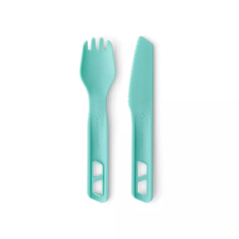 Sea To Summit Passage Cutlery Set Blau - 3-teiliges Campingbesteck (Gabel, Löffel, Messer) - Glasfaserverstärktes Nylon - BPA-frei - Spülmaschinenfest - Stapelbares Design mit Mini-Karabiner