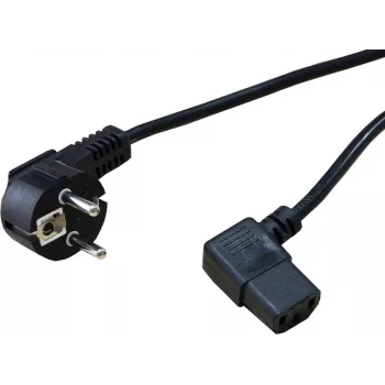 SECOMP STANDARD Netzkabel mit gewinkeltem IEC C13 Stecker, CEE 7/7 auf IEC C13, 1,8 m, Schwarz S2307