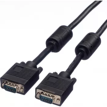 SECOMP STANDARD SVGA-Kabel HD15 mit Ferrit, ST-ST, Schwarz, 10 m (S3618)