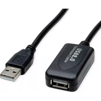 SECOMP STANDARD USB 2.0 Aktives Verlängerungskabel mit Repeater, 5 m, Schwarz (S3114)