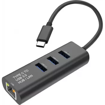 SECOMP STANDARD USB-C auf Gigabit Ethernet Konverter + 3-Port USB 3.0 Hub (S1431)