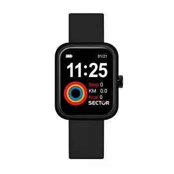 SECTOR Expander 90 Unisex Quarzuhr 39 mm Edelstahl Schwarzes Zifferblatt Silikonarmband R3251282001