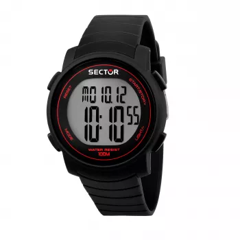 SECTOR MAN R3251543001 (44mm) Quarz-Armbanduhr - Schwarzes Zifferblatt, Silikonarmband
