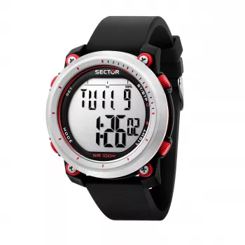SECTOR MAN R3251546002 45mm Quarzuhr Schwarzes Silikonarmband