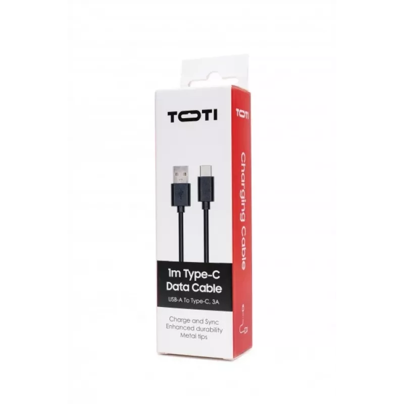 SEEK TOTI USB-A auf Type-C, 1m PVC Datenkabel 3A, Schwarz