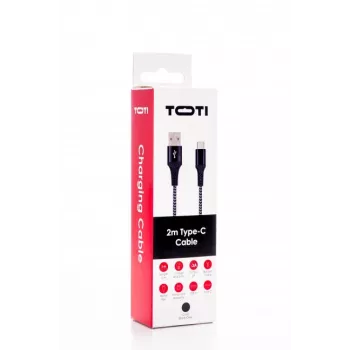 SEEK TOTI USB-A auf USB-C 2m geflochtenes Kabel 2A, Schwarz/Space Grey