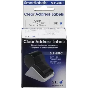 Seiko SLP-2RLC Klare Adressetiketten 28x89mm, 2 Rollen, 260 Etiketten, Weiß, Permanentkleber, Direktthermo, für Smart Label Printer