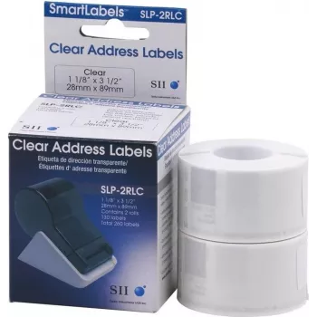 Seiko SLP-2RLC Klare Adressetiketten 28x89mm, 2 Rollen, 260 Etiketten, Weiß, Permanentkleber, Direktthermo, für Smart Label Printer