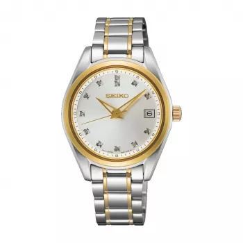 SEIKO Damen SUR582P1 Quarzuhr 32mm Edelstahl Silbernes Zifferblatt