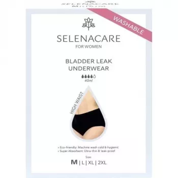 Selenacare Bladder Leak Underwear High Waist XXL - Wiederverwendbar, Waschbar, Schwarz