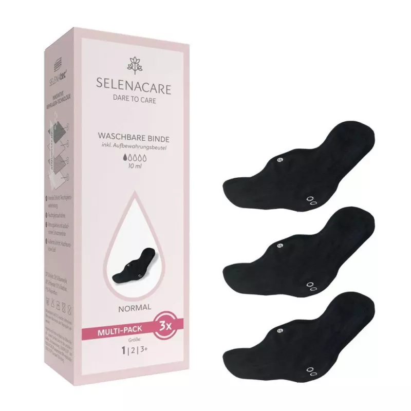 Selenacare Waschbare Einlagen (3er-Pack) - Wiederverwendbare Menstruationseinlagen für normale Stärke, weicher Bambus-Kohlefaser-Stoff, wasserdichtes PUL, maschinenwaschbar, Oeko-Tex zertifiziert