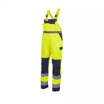 Semi-Kombination Warnschutz-Arbeitskleidung Set Klasse 3, fluoreszierendes Gelb/Marineblau, Größe M