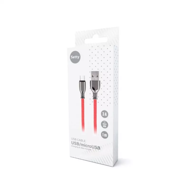 Setty USB-A auf Micro-USB Kabel 1,0 m 3A Schnellladung Rot FC-M