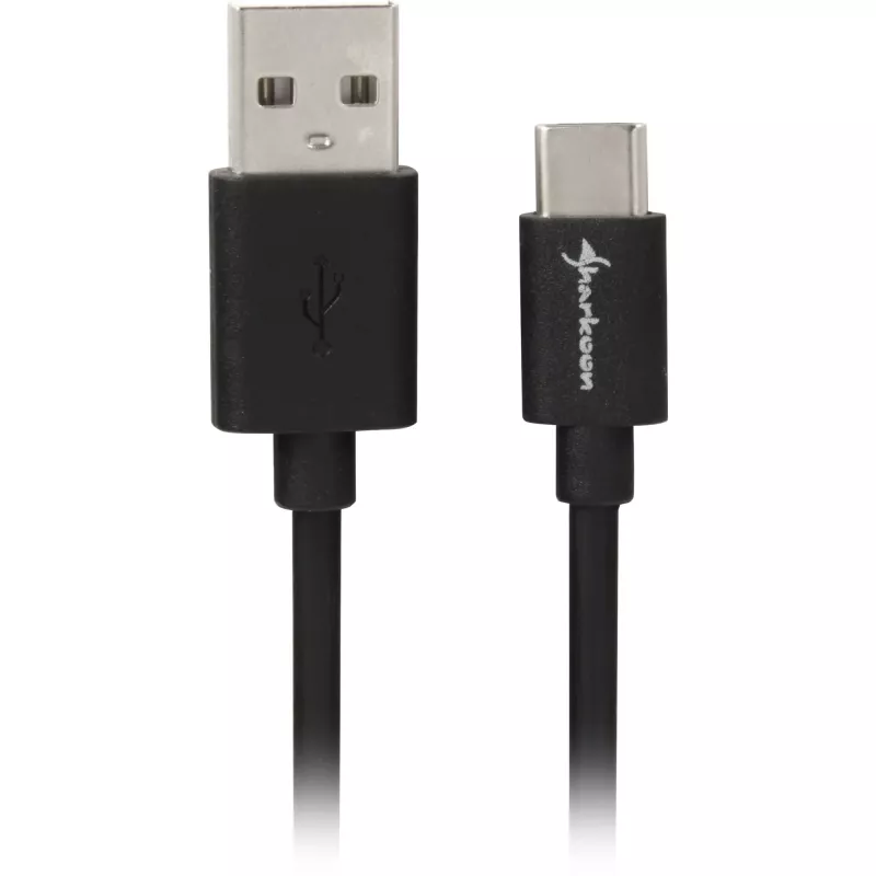 SHARKOON USB 2.0 Kabel, USB-A Stecker auf USB-C Stecker (Schwarz, 2 m)