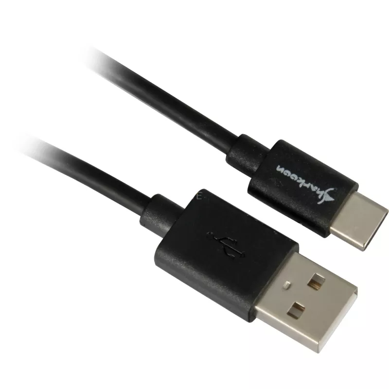 SHARKOON USB 2.0 Kabel, USB-A Stecker auf USB-C Stecker (Schwarz, 2 m)