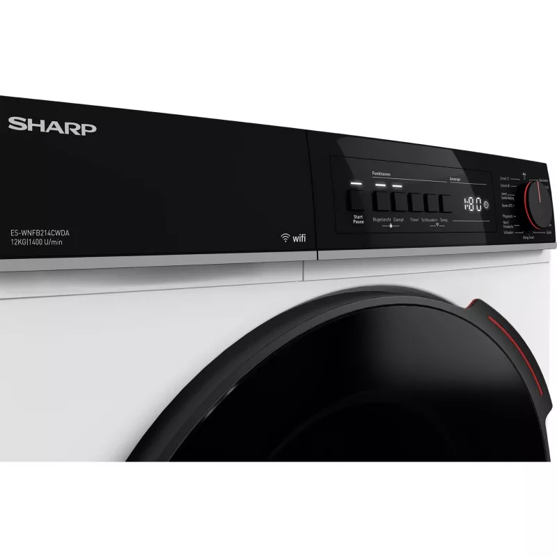SHARP ES-WNFB214CWDA-DE Frontlader-Waschmaschine, 10 kg, 1400 U/min, Weiß, Wi-Fi, Advanced Inverter Motor