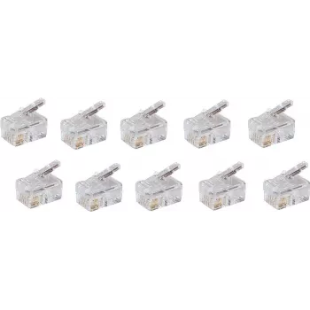 SHIVERPEAKS BASIC-S Modularstecker RJ10/RJ14 4P4C ungeschirmt, vergoldete Kontakte, 10 Stück BS72039-10