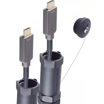 SHIVERPEAKS BASIC-S Optisches HDMI-Panzerkabel 4K 20,0m - Trittsicher, Aktiv Optisch, HDMI 2.0, 18 Gbps, Schwarz BS30-04095