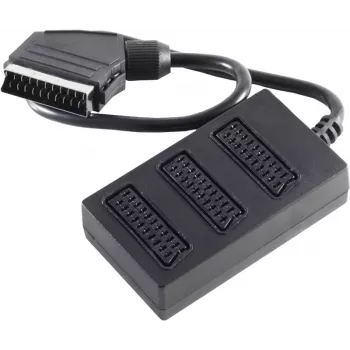 shiverpeaks BASIC-S Scart-Splitter-Kabel, 1x Scart-Stecker auf 3x Scart-Buchse, 0,5 m, vollständig verdrahtet, Schwarz (BS94051)
