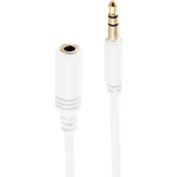 SHIVERPEAKS BASIC-S Super Slim 3,5mm Stereo-Audio-Verlängerungskabel, Stecker auf Buchse, vergoldet, weiß, 1,5m (BS33982-W)