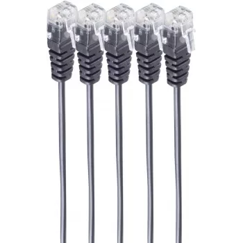 SHIVERPEAKS BASIC-S Telefonanschlusskabel, RJ11 auf RJ11, rund, schwarz, flexibel, Kupfer, 2,0 m, 5er-Pack (BS70084-2-SET5)