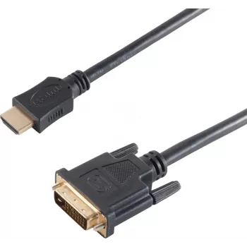SHIVERPEAKS BS77481 HDMI Typ A Stecker auf DVI-D Stecker Videokabel Adapter, 1,5 m, Schwarz, Vergoldet, Dreifach Geschirmt, Unterstützt 1920x1200