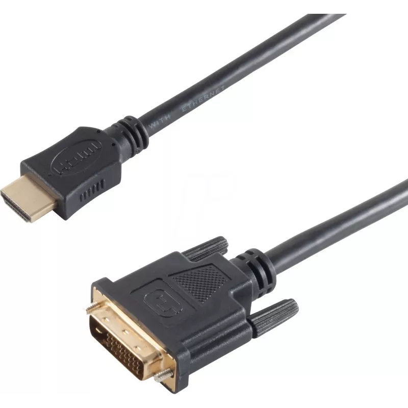 SHIVERPEAKS BS77481 HDMI Typ A Stecker auf DVI-D Stecker Videokabel Adapter, 1,5 m, Schwarz, Vergoldet, Dreifach Geschirmt, Unterstützt 1920x1200