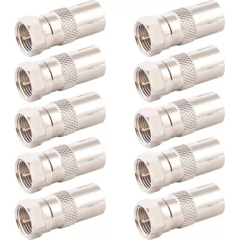 SHIVERPEAKS IEC-Buchse auf F-Stecker Koaxialadapter, 10er-Pack, 75 Ohm, Silber BS85321-SET10