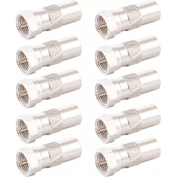 SHIVERPEAKS IEC-Stecker auf F-Buchse Adapter 10er-Set, 75 Ohm, vernickelt BS85323-SET10