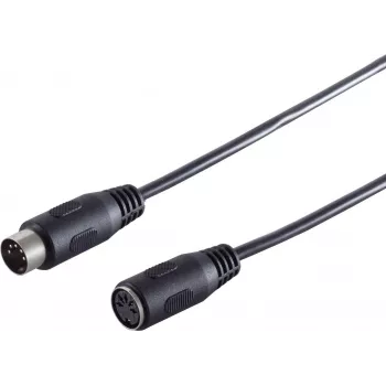 SHIVERPEAKS Premium-Audiokabel, 5-Pin-DIN-Stecker auf 5-Pin-DIN-Buchse, 2,5 m, vergoldete Kontakte, doppelt geschirmt, Schwarz