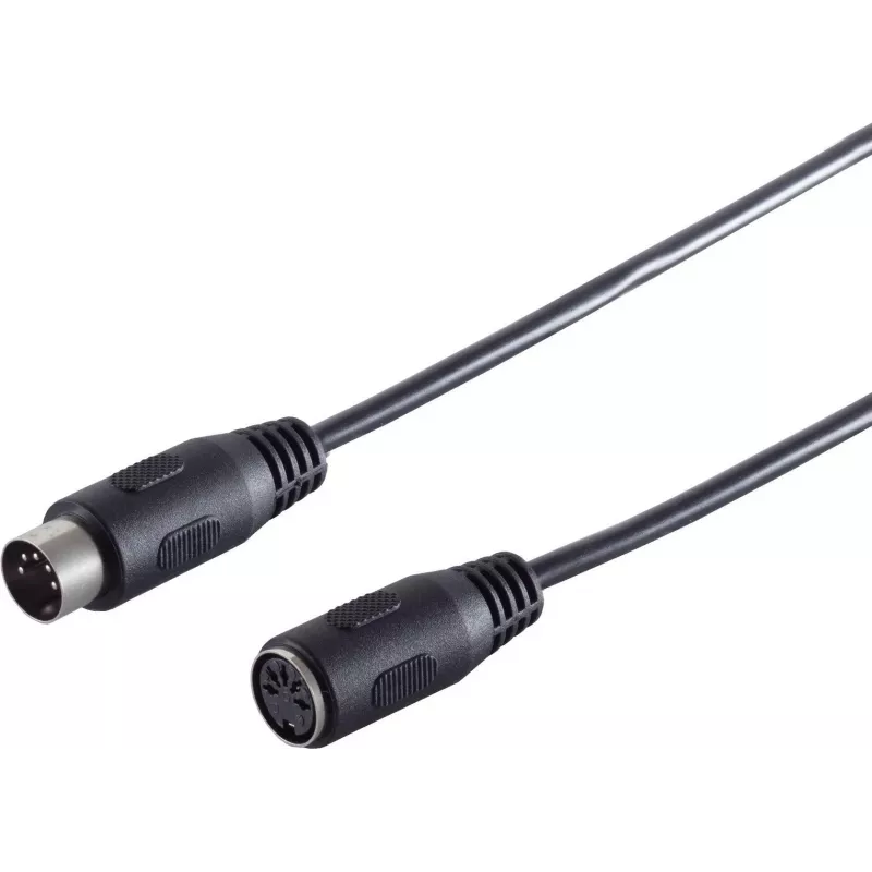 SHIVERPEAKS Premium-Audiokabel, 5-Pin-DIN-Stecker auf 5-Pin-DIN-Buchse, 2,5 m, vergoldete Kontakte, doppelt geschirmt, Schwarz