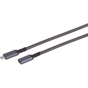 SHIVERPEAKS S-Conn 14-74006 USB-C auf USB-C Kabel 1m USB 3.2 Gen 2 10Gbps 100W PD Schwarz & Weiß