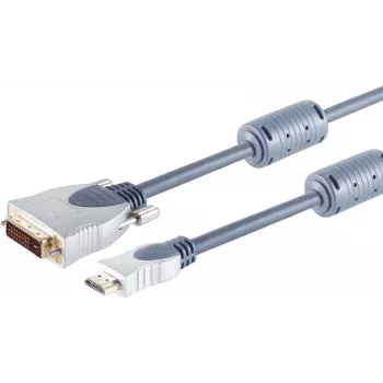 SHIVERPEAKS S/CONN HDMI-auf-DVI-D-Kabel 2m, vergoldete Kontakte, verchromte Metallstecker, zwei Ferritkerne, HDMI 1.3b, Full HD 1080p 77482-MHQ