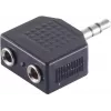 ShiverPeaks S/CONN maximum connectivity 3,5mm Stereo-Klinken-Splitter-Adapter, 1 Stecker auf 2 Buchsen, vernickelt, Schwarz (57080)