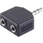 ShiverPeaks S/CONN maximum connectivity 3,5mm Stereo-Klinken-Splitter-Adapter, 1 Stecker auf 2 Buchsen, vernickelt, Schwarz (57080)
