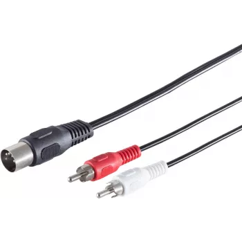 SHIVERPEAKS S/CONN maximum connectivity DIN 5-Pin Stecker auf 2x RCA Stecker Audio-Adapterkabel, 1,5 m, Schwarz 10302