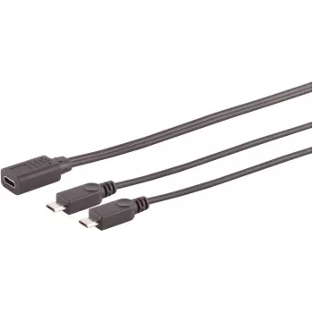 SHIVERPEAKS S/CONN maximum connectivity USB-C Buchse auf 2x USB Micro-B Stecker Y-Splitter Adapterkabel, USB 2.0, 0,3m, Schwarz 13-20021