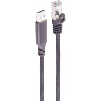 SHIVERPEAKS USB-A auf RJ45 Gigabit Ethernet Adapterkabel, Aluminium, Schwarz, 3m BS14-52045