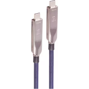 SHIVERPEAKS USB-C Hybrid Aktives Optisches Kabel, 15 m, USB 3.2 Gen 2, 10 Gbps, 8K Video, 60W Power Delivery, TPU, Schwarz BS30-44081