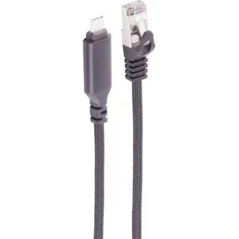 SHIVERPEAKS USB-C auf RJ45 Gigabit Ethernet Adapterkabel, 5m, Aluminium, Schwarz (BS14-51055)
