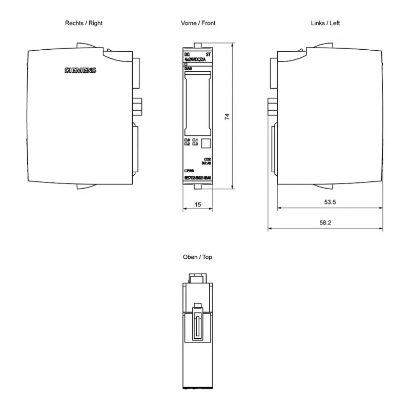 SIEMENS SIMATIC ET 200SP Digitalausgabemodul DQ 4x24VDC/2A ST (6ES7132-6BD21-0BA0)