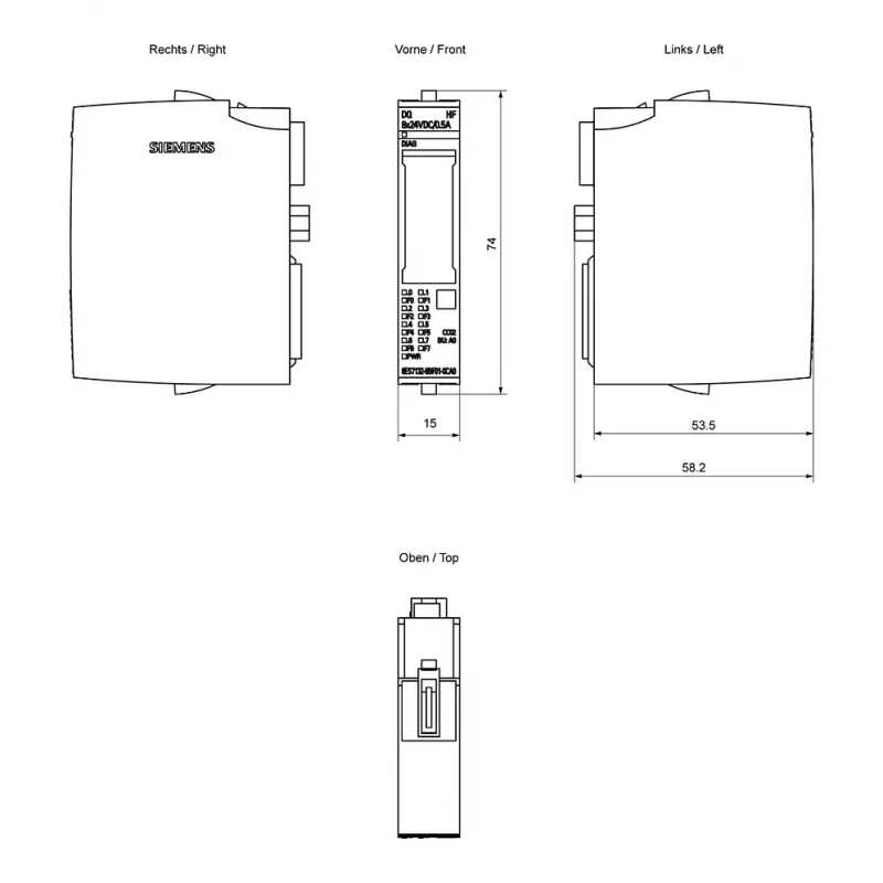 Siemens SIMATIC ET 200SP Digitalausgabemodul DQ 8x24VDC 6ES7132-6BF01-0CA0