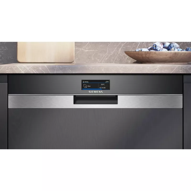 SIEMENS SN57TS00CE iQ700 vollintegrierter Geschirrspüler (Edelstahl gebürstet/schwarz, 60 cm, Home Connect)