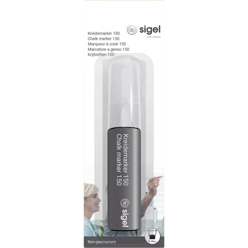 SIGEL Chalk Marker 150 Chisel Tip 5-15 mm White Wipeable 1 Stück