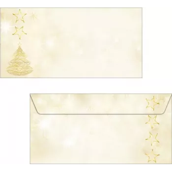 SIGEL DU083 Graceful Christmas DIN Lang Briefumschlag, gummiert, 90 g/m² Spezialpapier, für Tintenstrahl/Laser/Kopierer, Weiß mit festlichem Design, 25 Briefumschläge