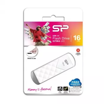 Silicon Power 16GB USB 2.0 Flash-Laufwerk, einziehbares Design ohne Kappe, Weiß