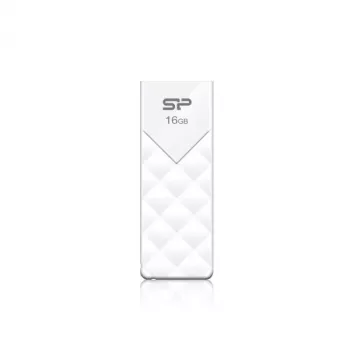 Silicon Power 16GB USB 2.0 Flash-Laufwerk, einziehbares Design ohne Kappe, Weiß